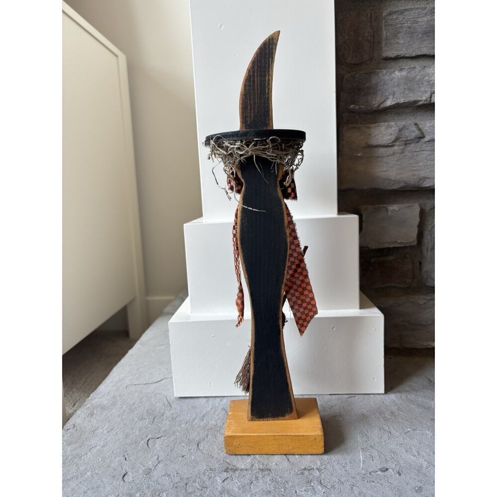 Witch Figure Primitive Wooden Handmade Details Halloween Multimedia Decor Gift - Picture 4 of 8